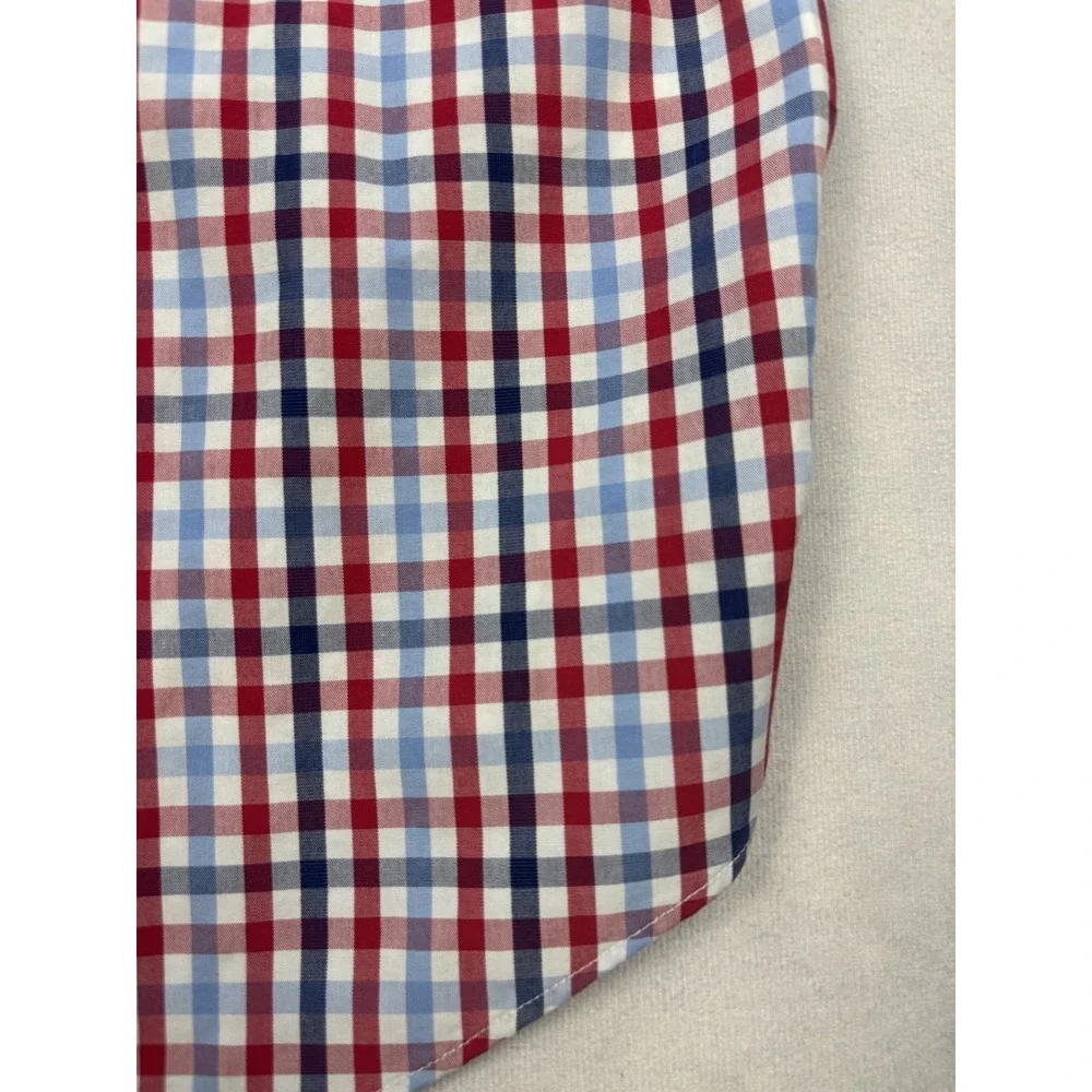 Banana Republic Camden Fit Shirt‎ Mens Small Non-Iron Red Blue Check 304827 S